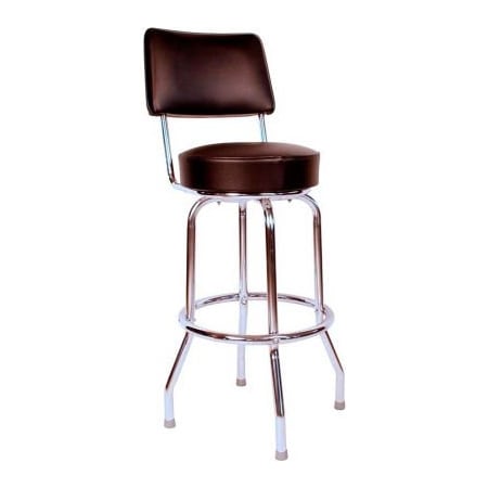 Richardson Seating Swivel Barstool with Backrest - 24inH - Black 1957BLK-24